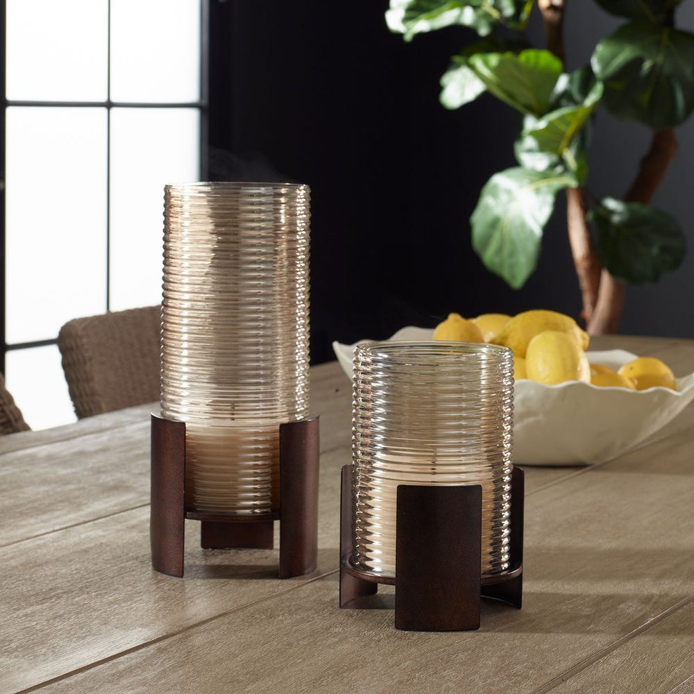 Fluted Fire Candleholders Set/2