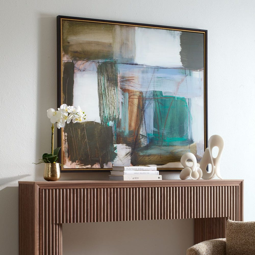 Green Fields Framed Canvas