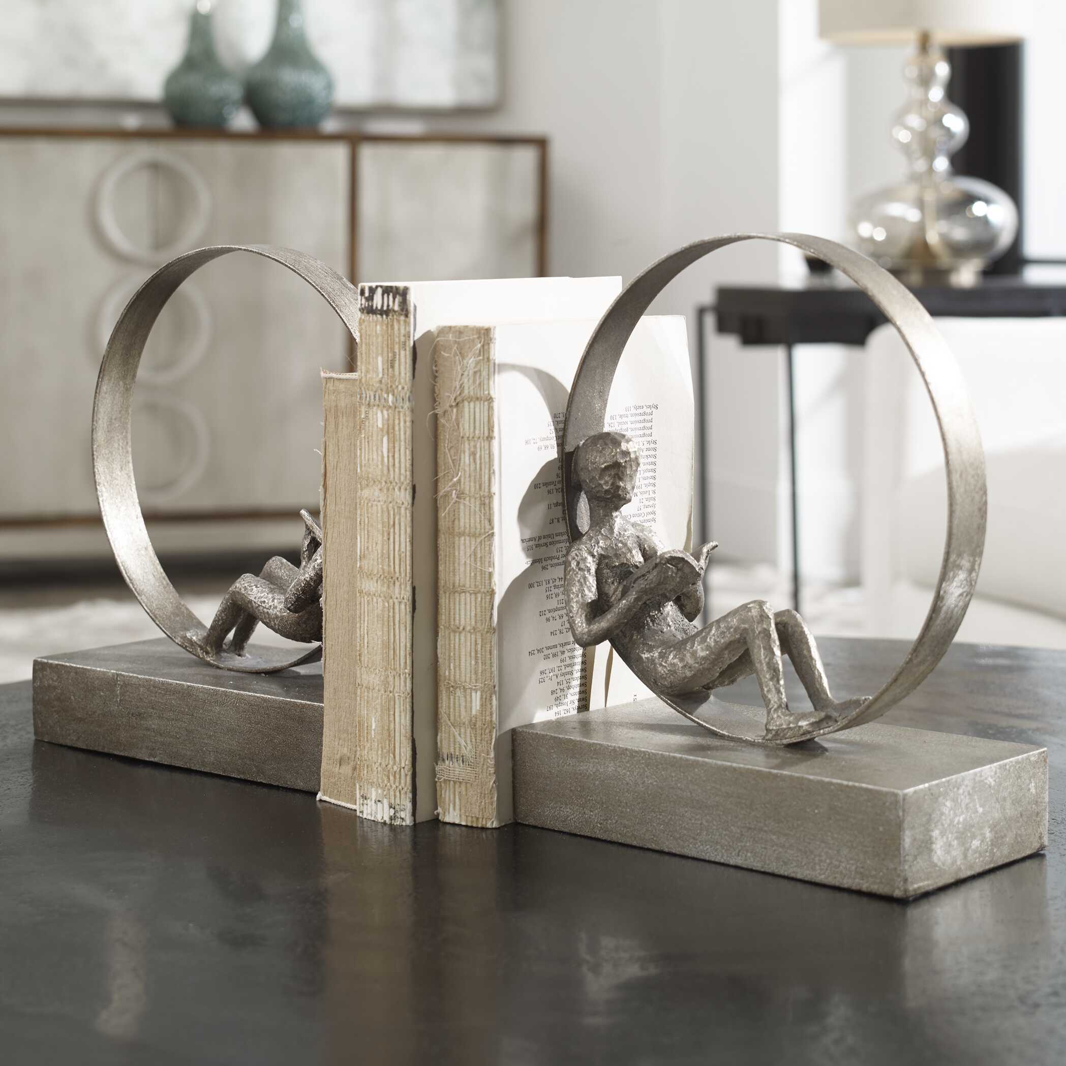 Lounging Reader Antique Bookends Set/2