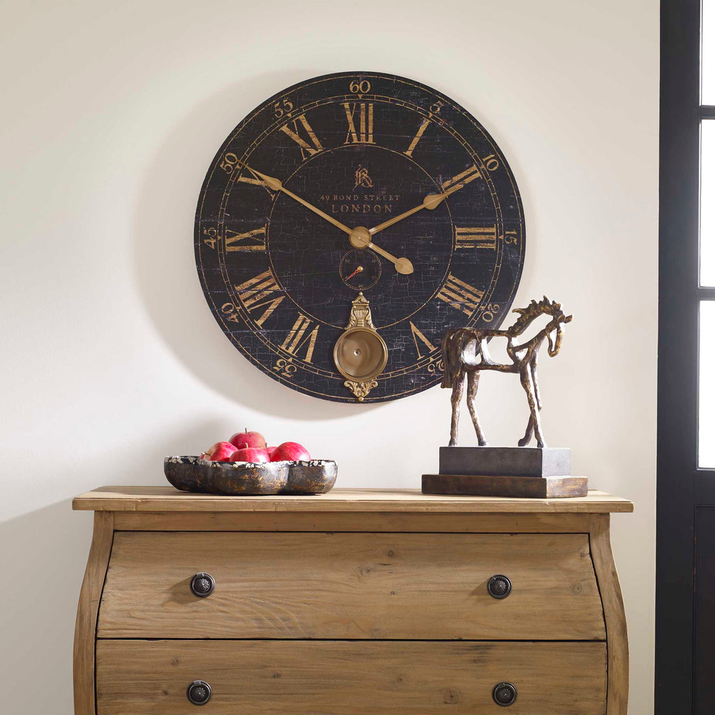 Bond Street 30" Black Wall Clock