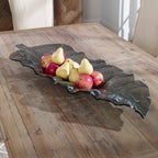 Smoked Leaf Glass Tray