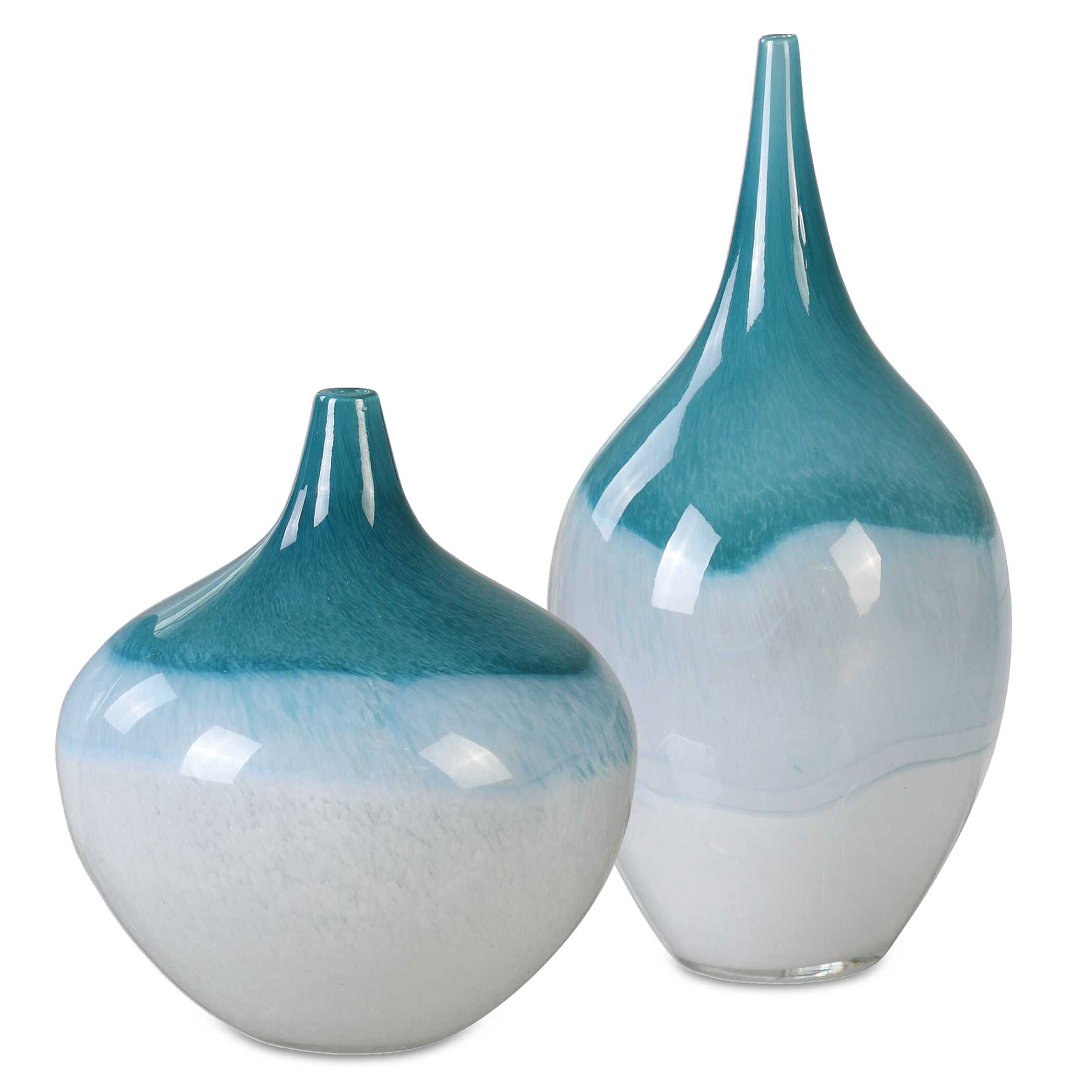 Carla Teal White Vases Set/2