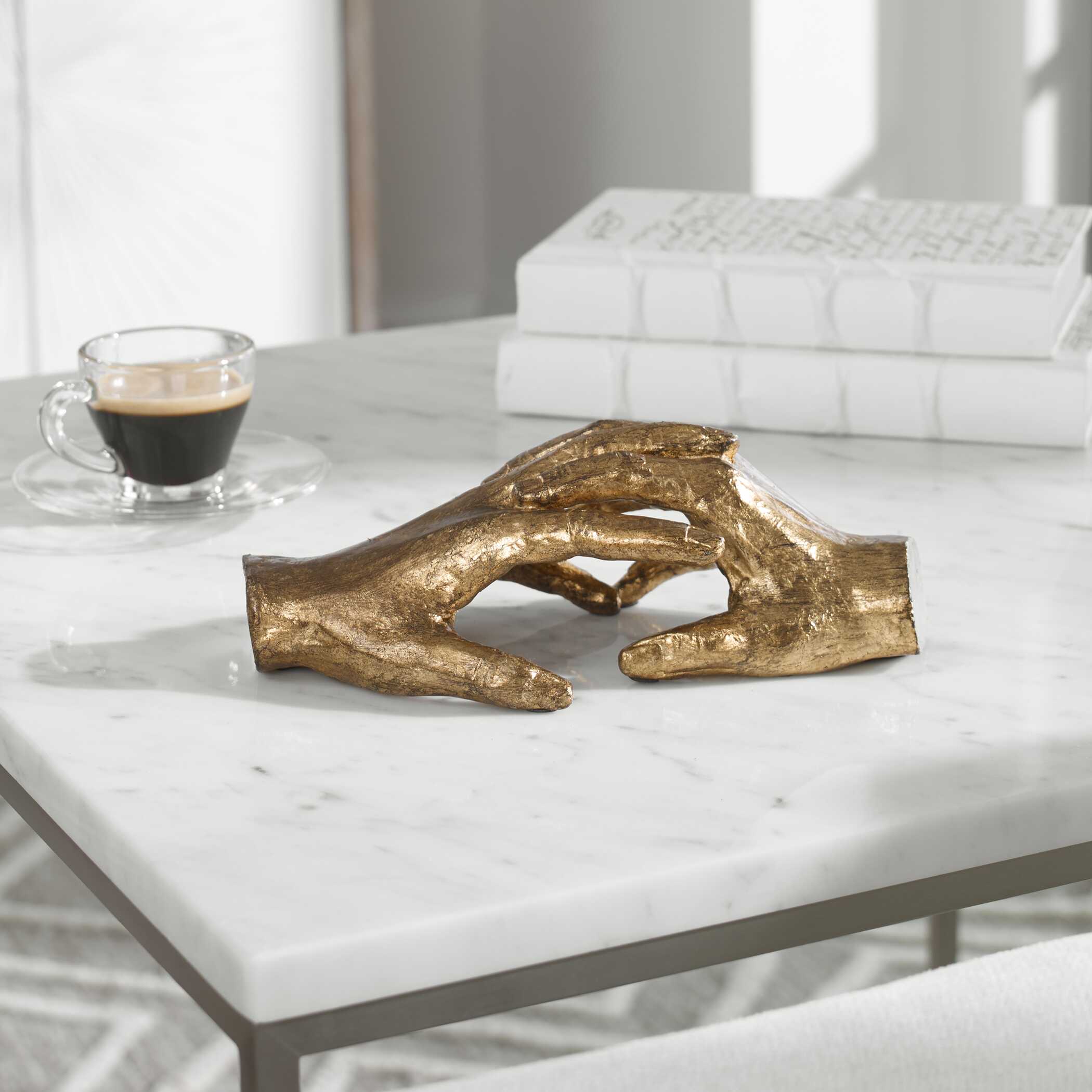 Hold My Hand Gold Sculpture