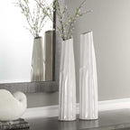 Kenley Crackled White Vases Set/2