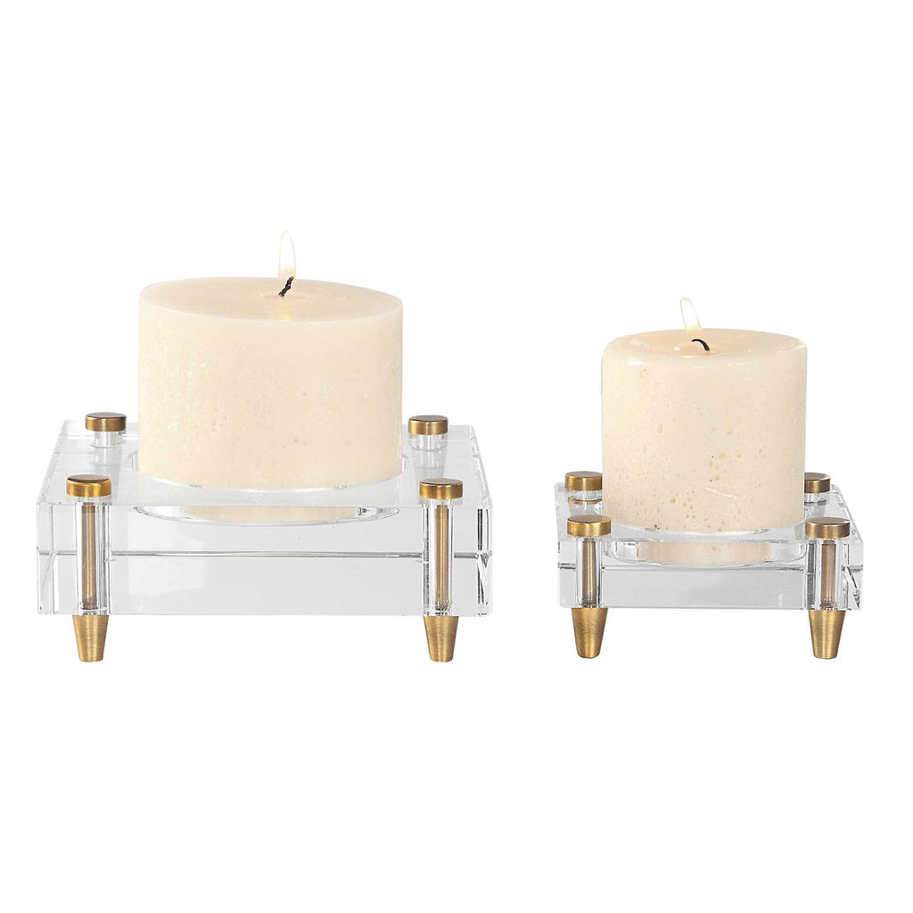 Claire Crystal Block Candleholders Set/2