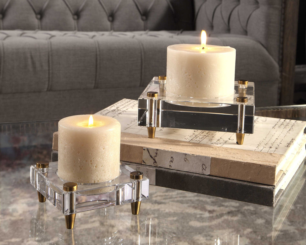 Claire Crystal Block Candleholders Set/2