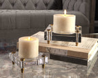Claire Crystal Block Candleholders Set/2