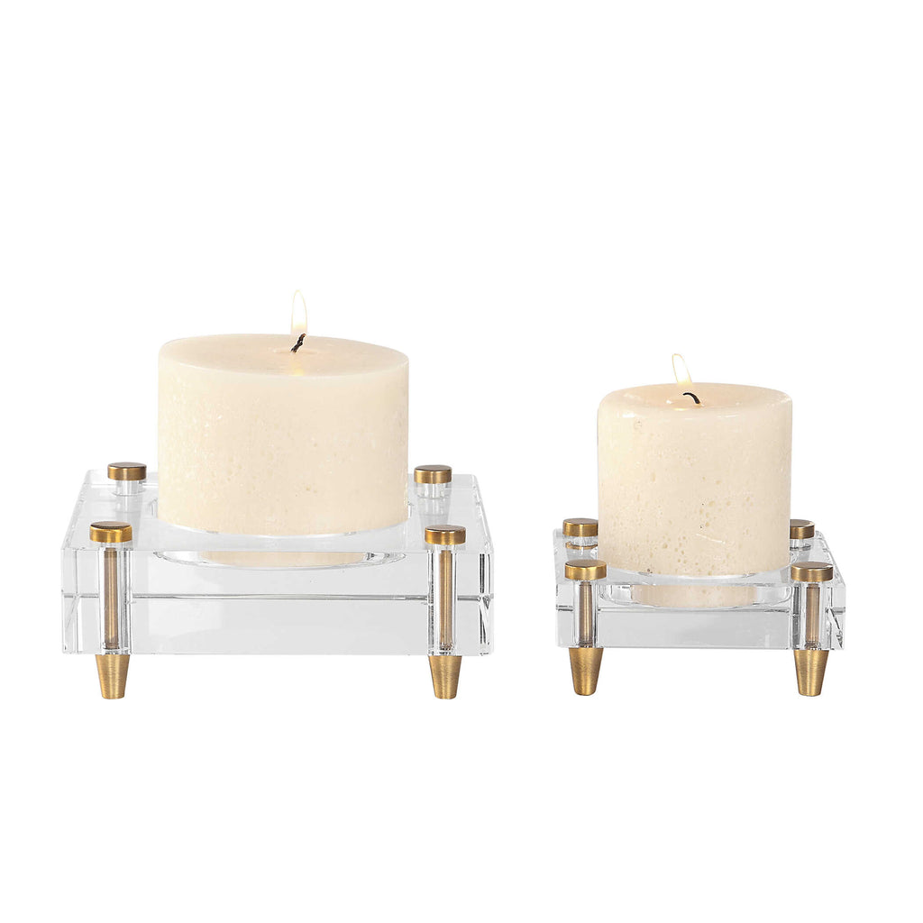 Claire Crystal Block Candleholders Set/2