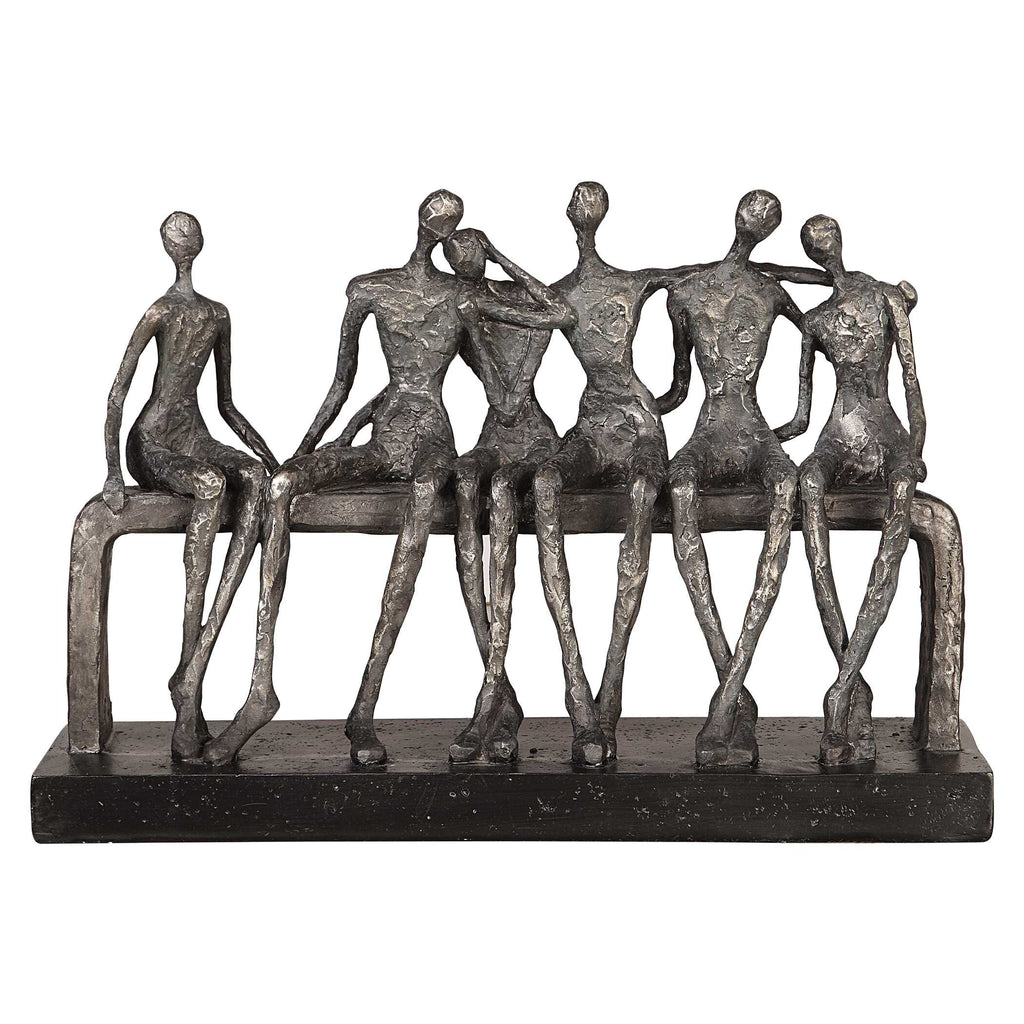 Camaraderie Aged Silver Figurine