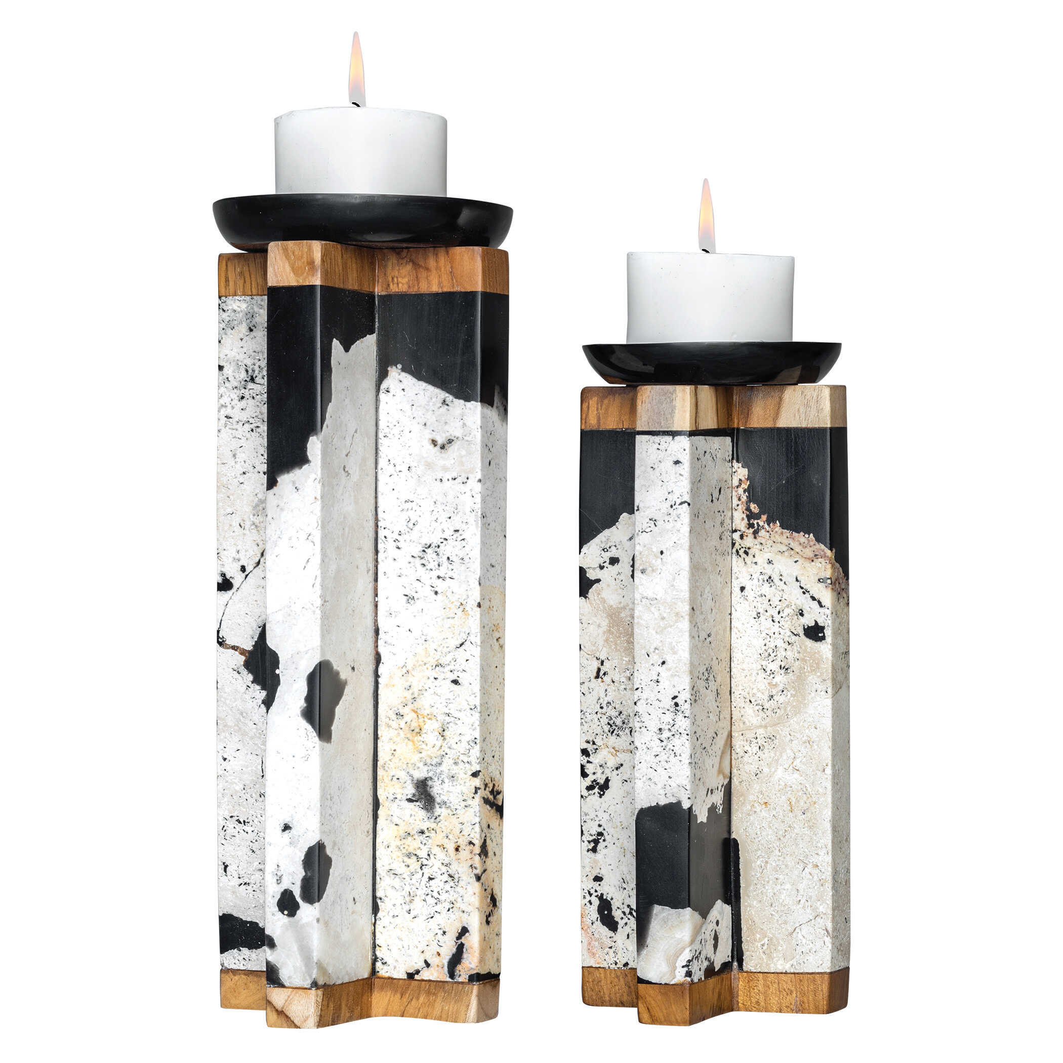 Illini Stone Candleholders Set/2