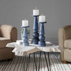 Cassiopeia Blue Glass Candleholders Set/3