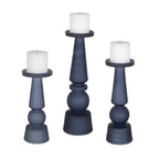Cassiopeia Blue Glass Candleholders Set/3