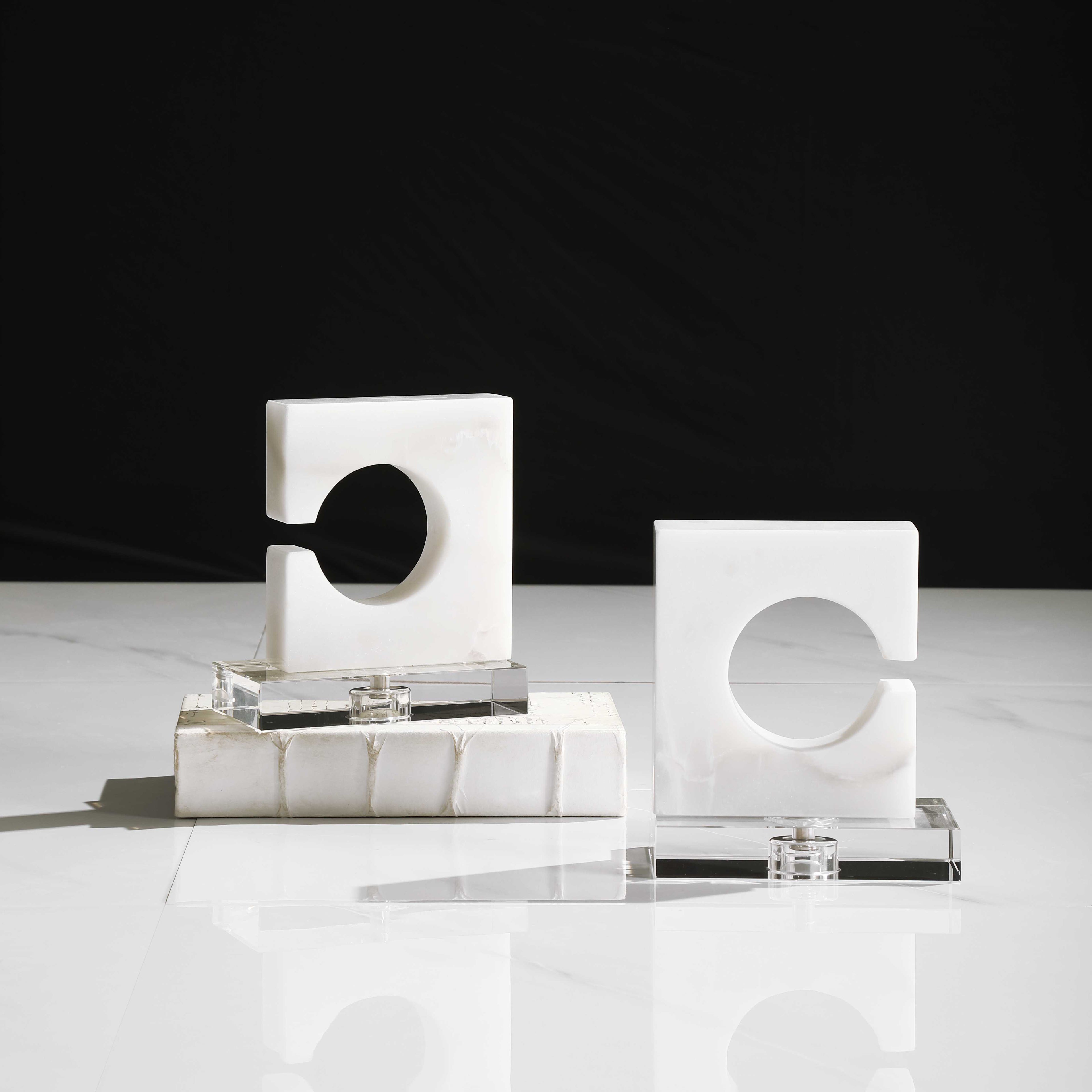 Clarin White & Gray Bookends Set/2
