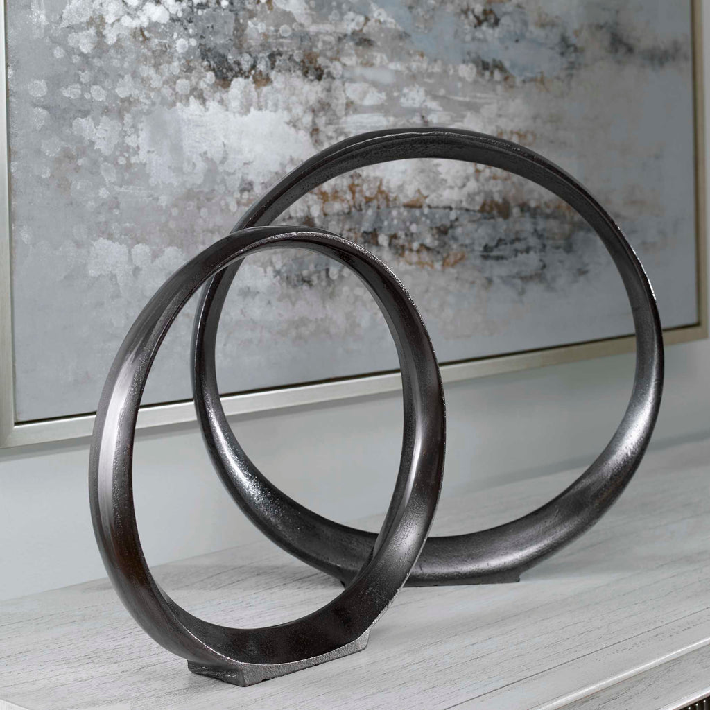 Orbits Black Ring Sculptures Set/2