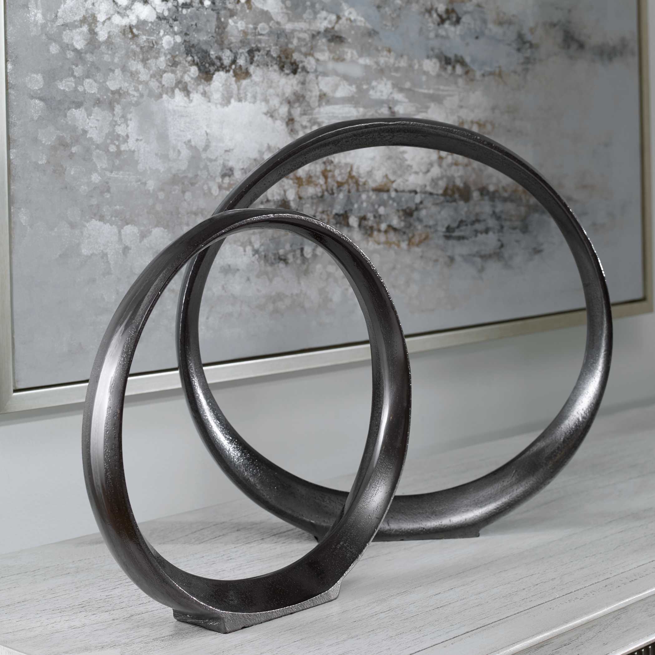 Orbits Black Ring Sculptures Set/2