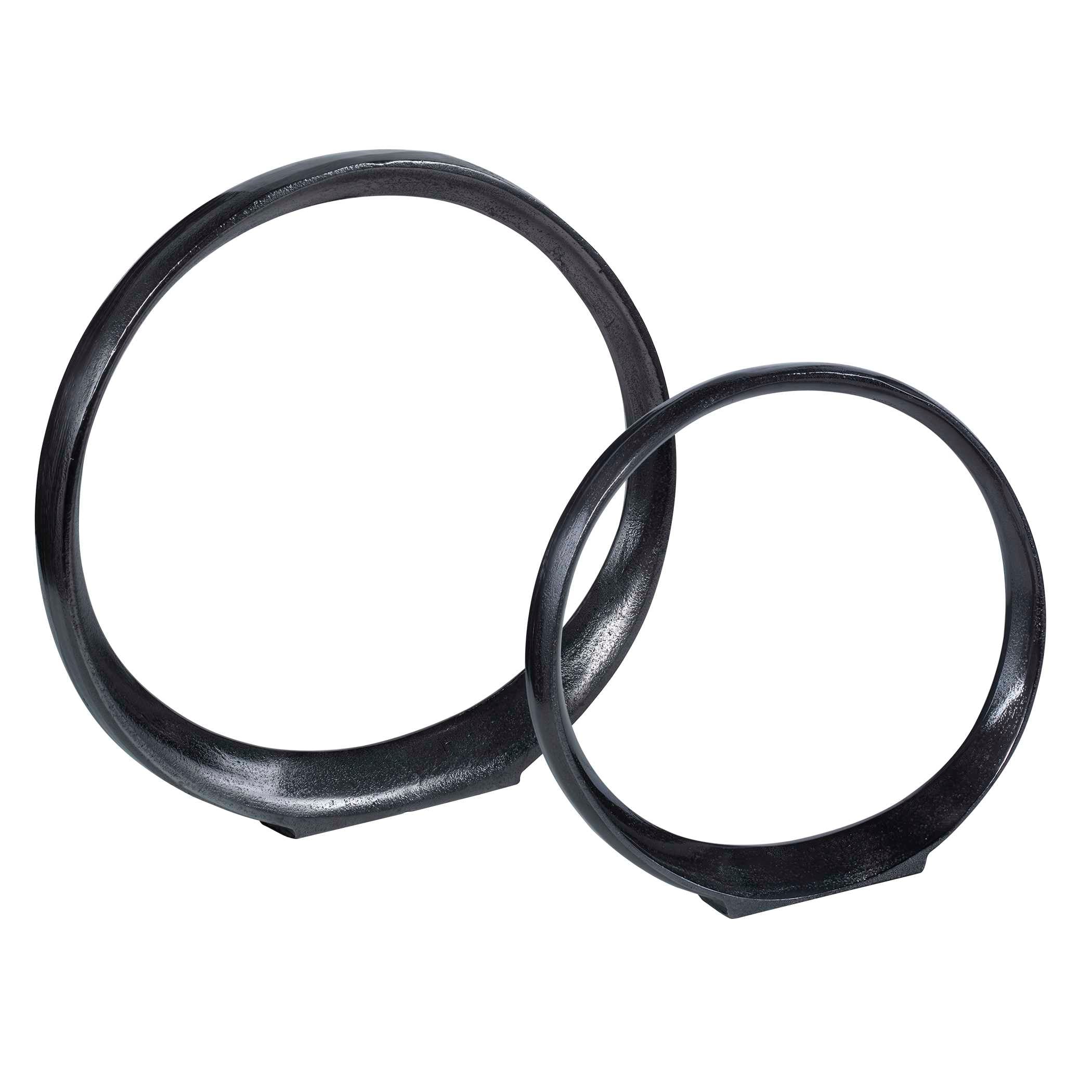 Orbits Black Ring Sculptures Set/2