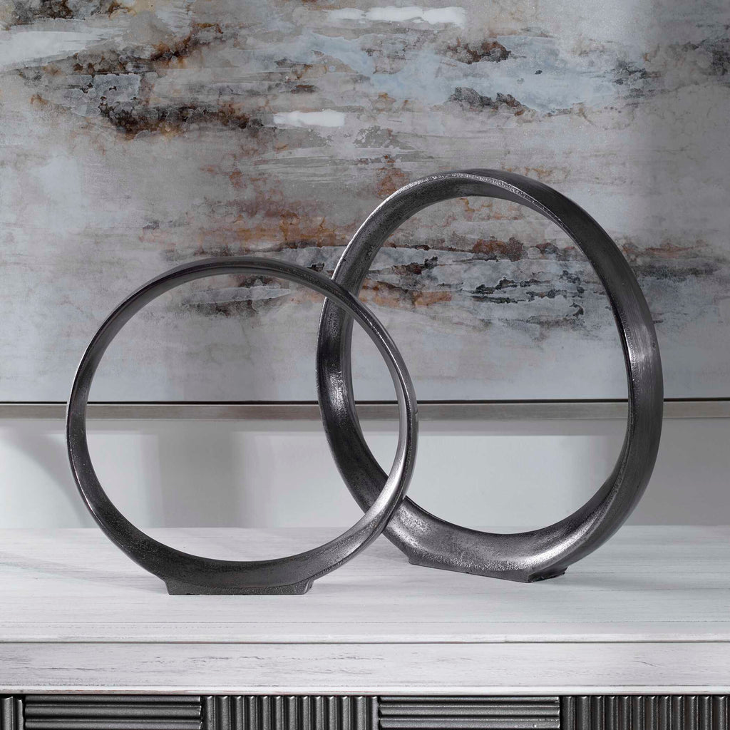 Orbits Black Ring Sculptures Set/2