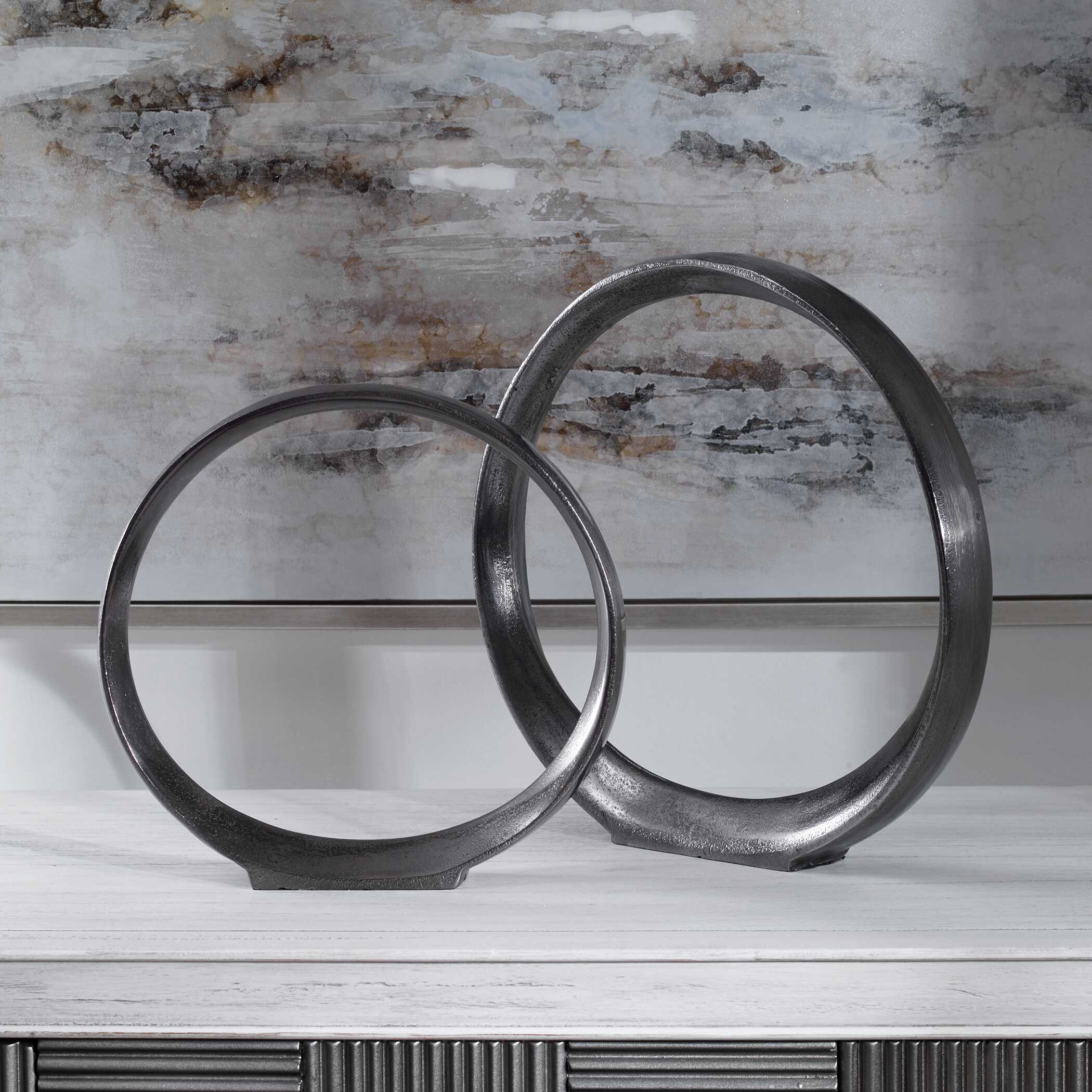 Orbits Black Ring Sculptures Set/2