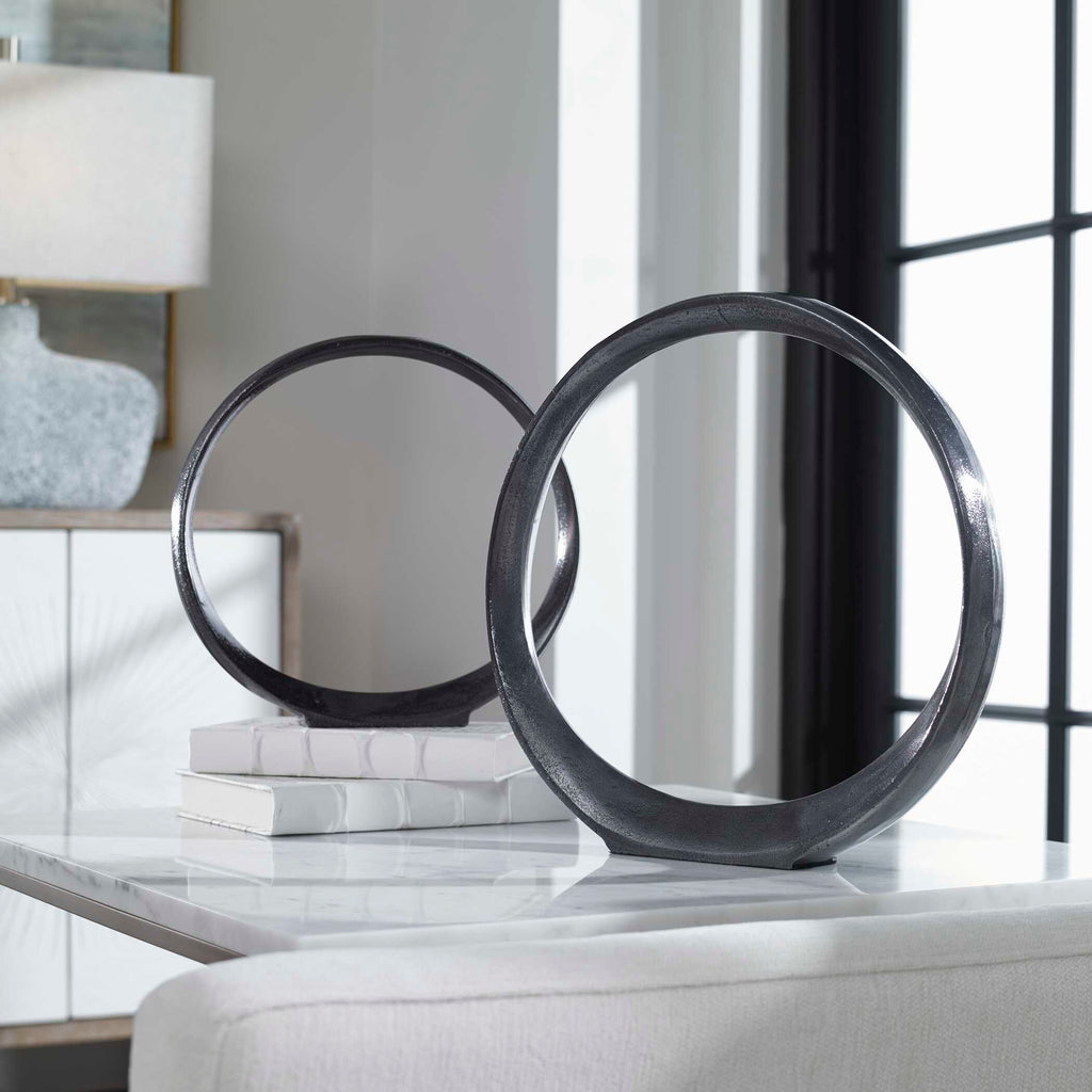 Orbits Black Ring Sculptures Set/2