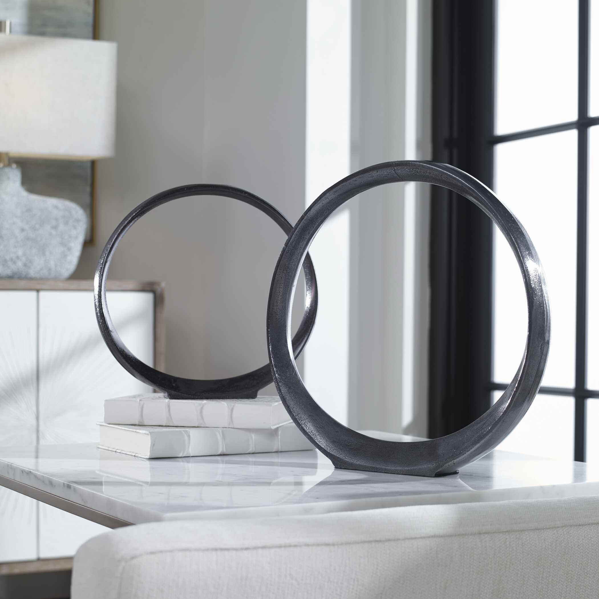 Orbits Black Ring Sculptures Set/2