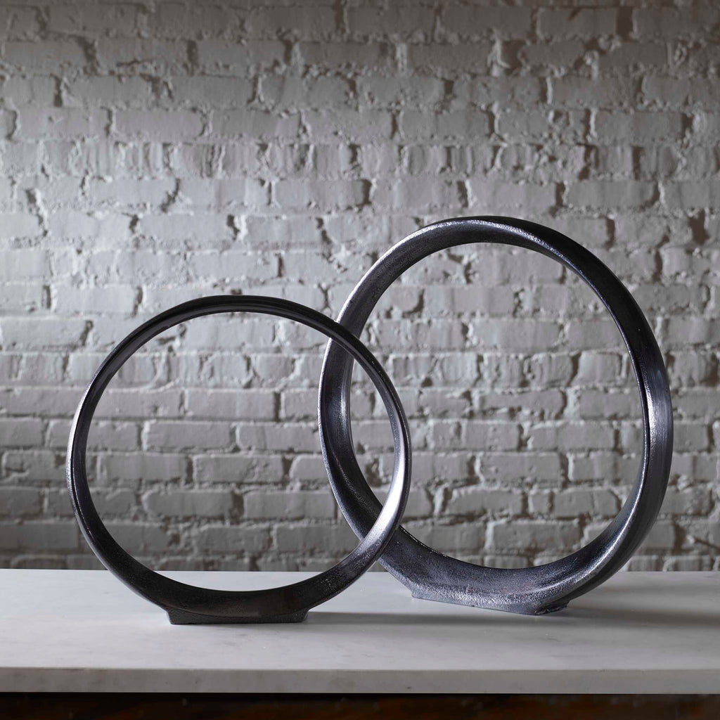 Orbits Black Ring Sculptures Set/2