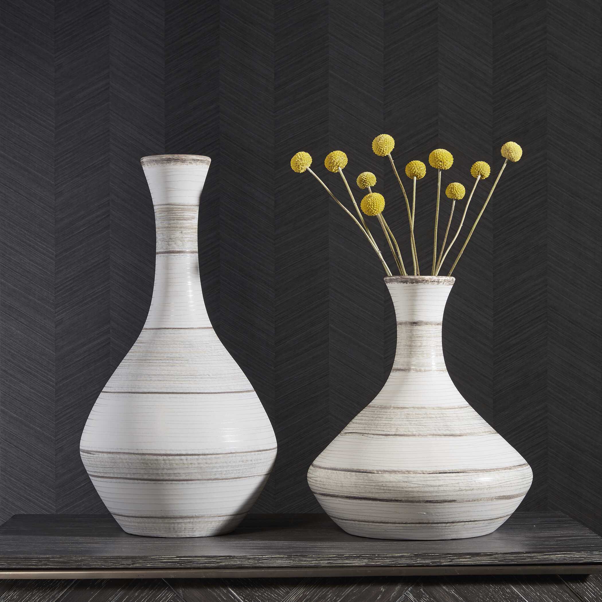 Potter Fluted Striped Vases Set/2