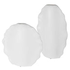 Ruffled Feathers Modern White Vases Set/2