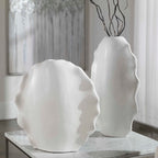 Ruffled Feathers Modern White Vases Set/2