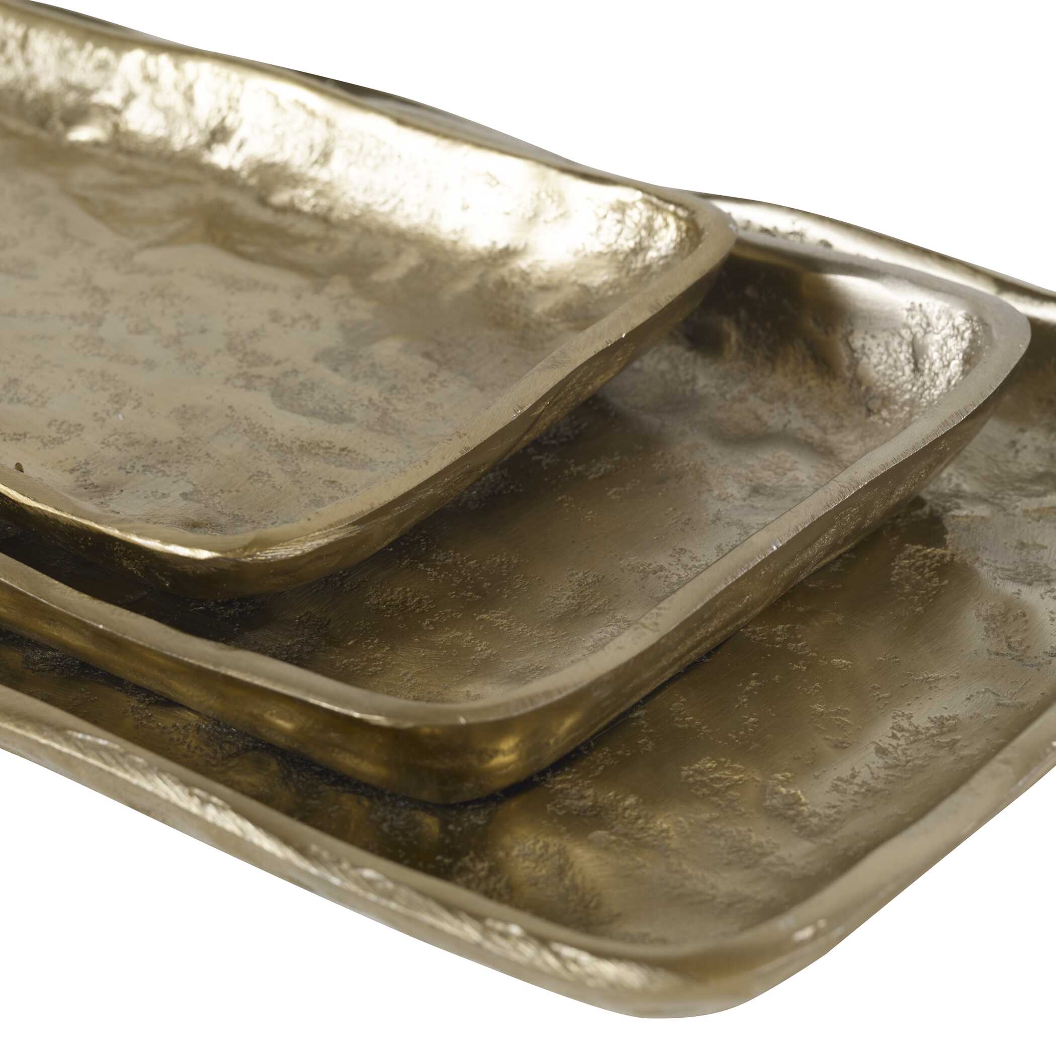 Artisan Antique Gold Trays Set/3