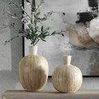 Islander White Washed Vases Set/2