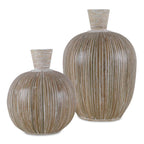 Islander White Washed Vases Set/2