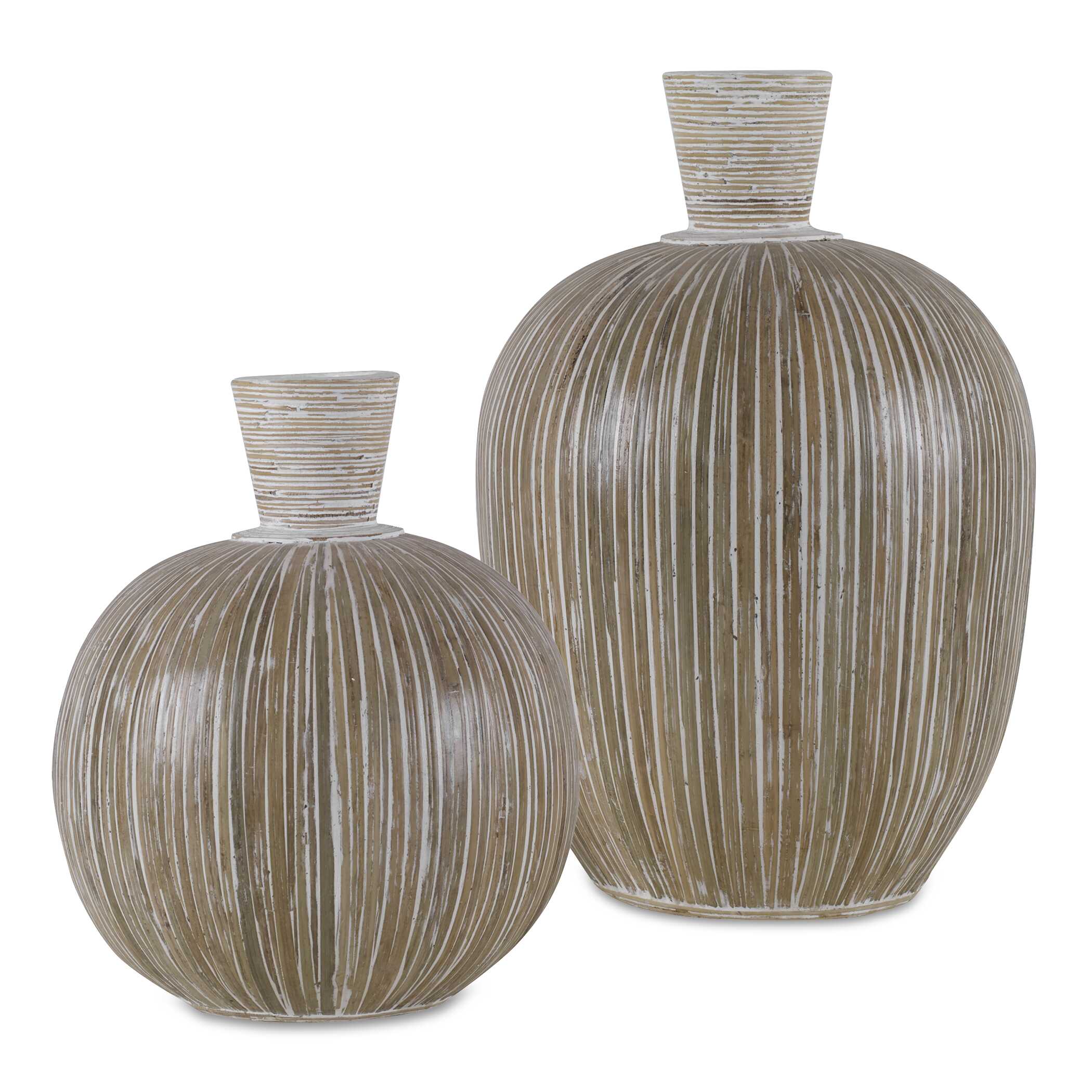 Islander White Washed Vases Set/2