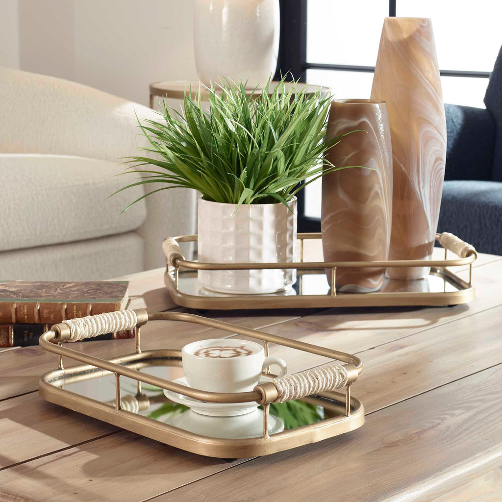 Rosea Brushed Gold Trays Set/2