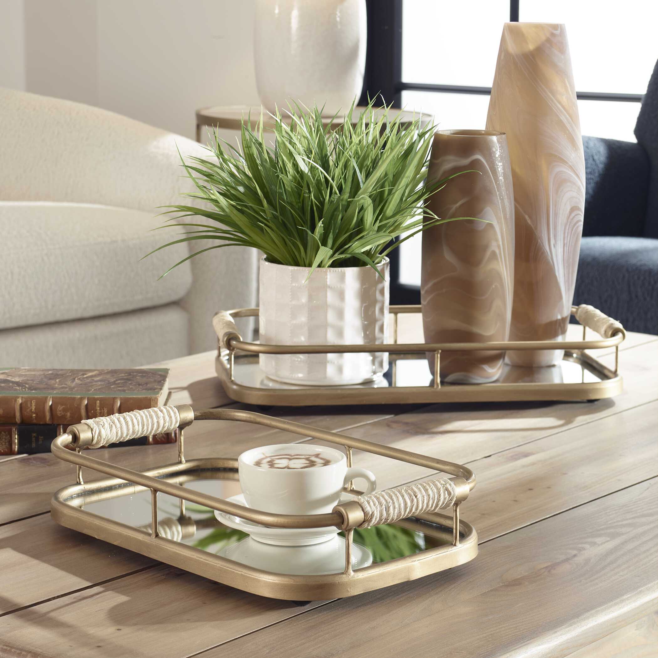 Rosea Brushed Gold Trays Set/2