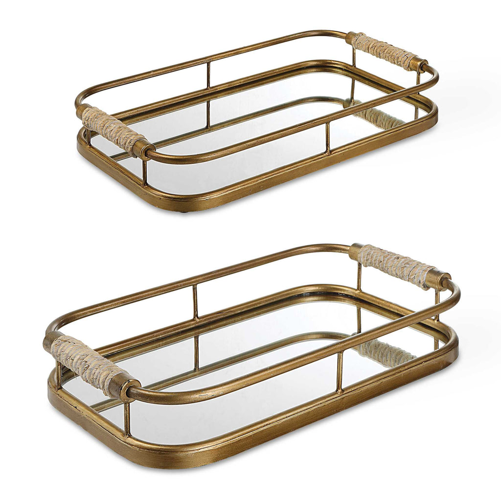 Rosea Brushed Gold Trays Set/2