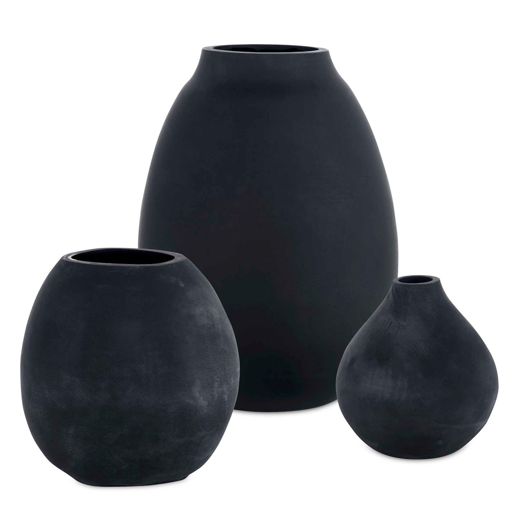 Hearth Matte Black Vases Set/3