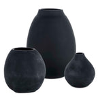 Hearth Matte Black Vases Set/3