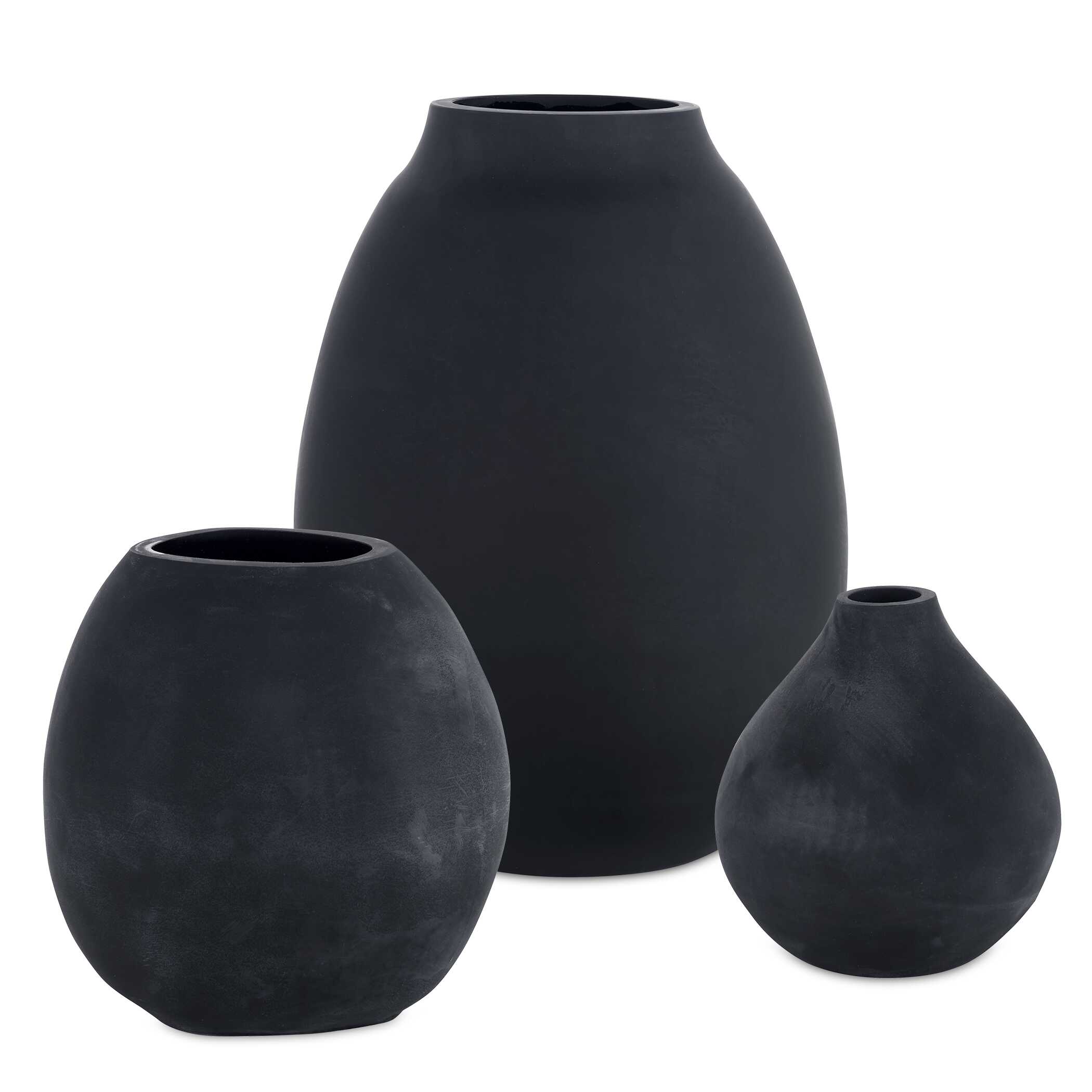 Hearth Matte Black Vases Set/3