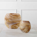 Fusion Swirled Caramel & Ivory Vases Set/2