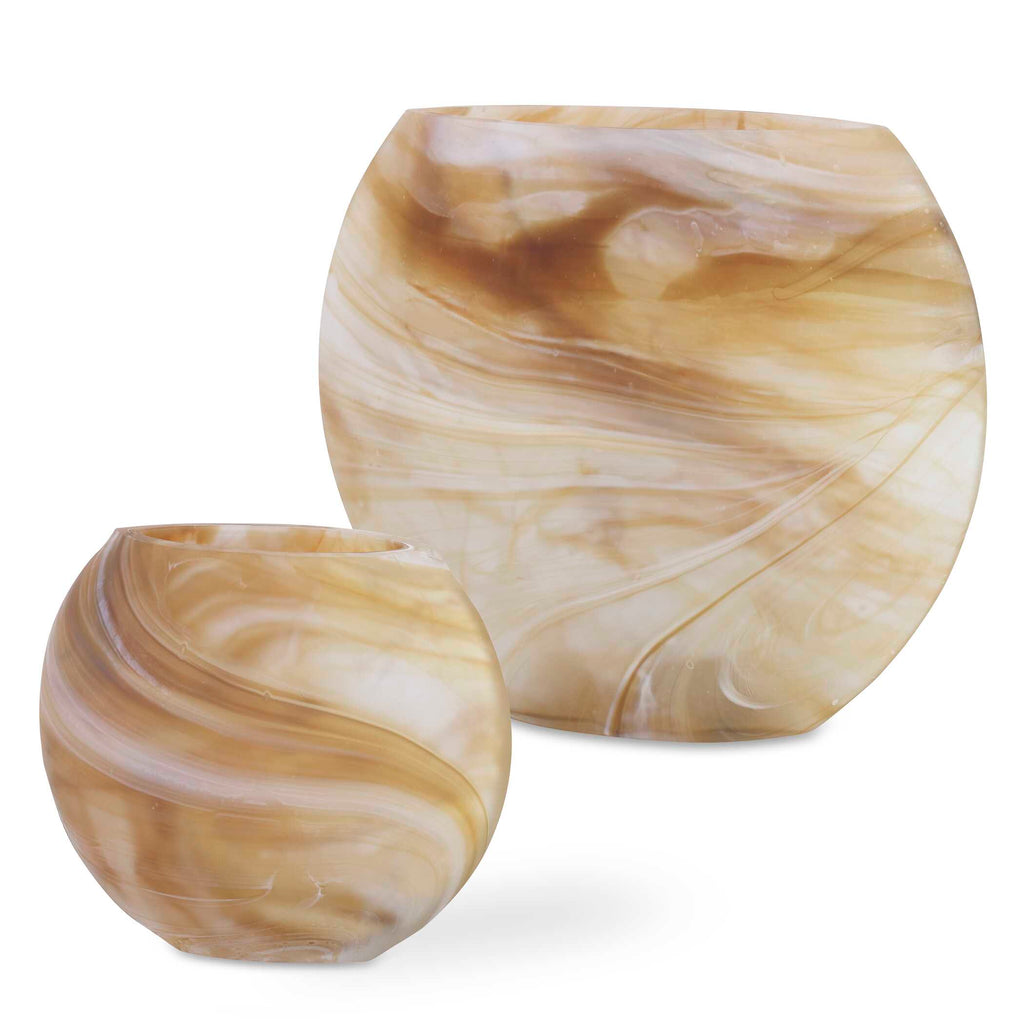Fusion Swirled Caramel & Ivory Vases Set/2