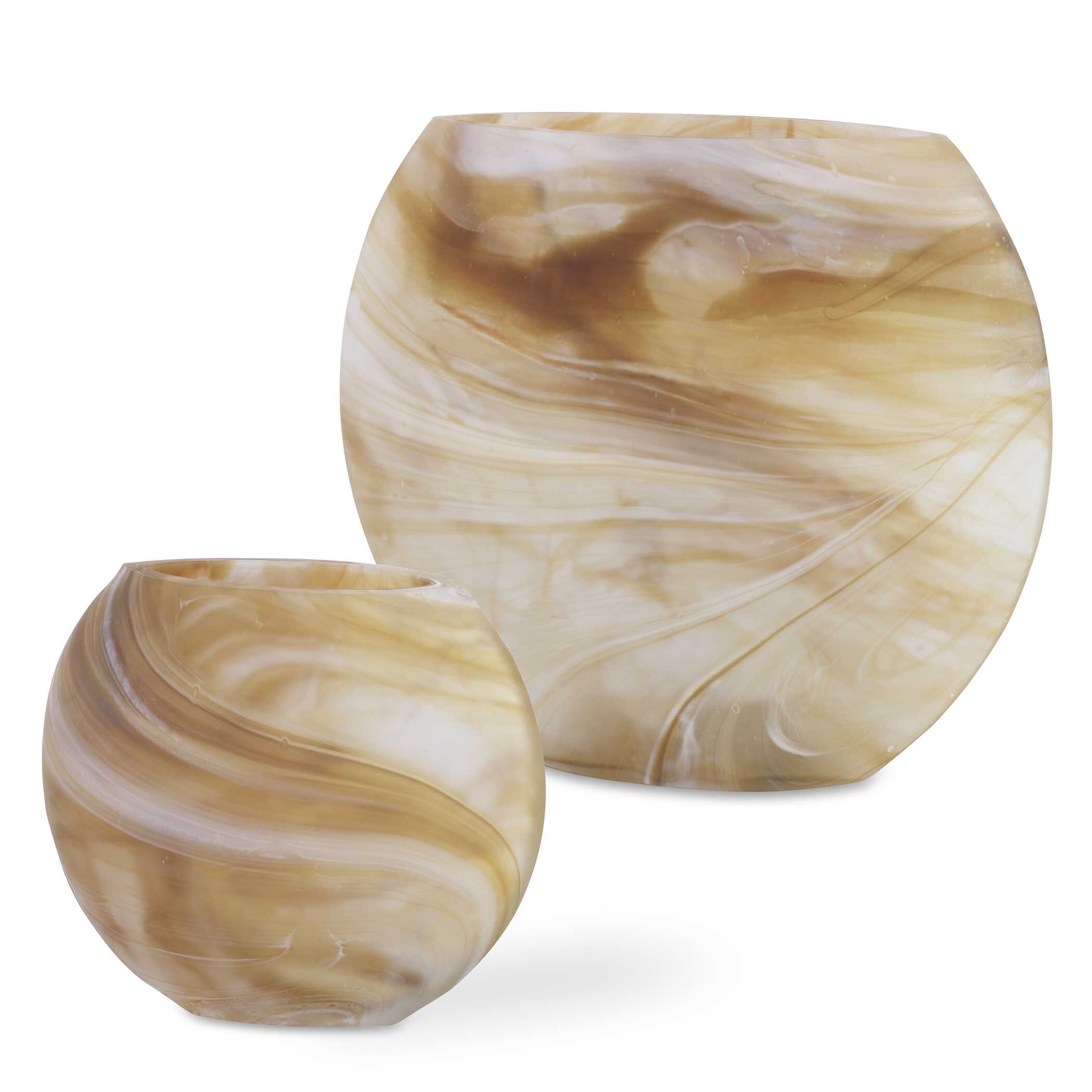 Fusion Swirled Caramel & Ivory Vases Set/2