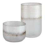 Frost Silver Drip Glass Vases Set/2