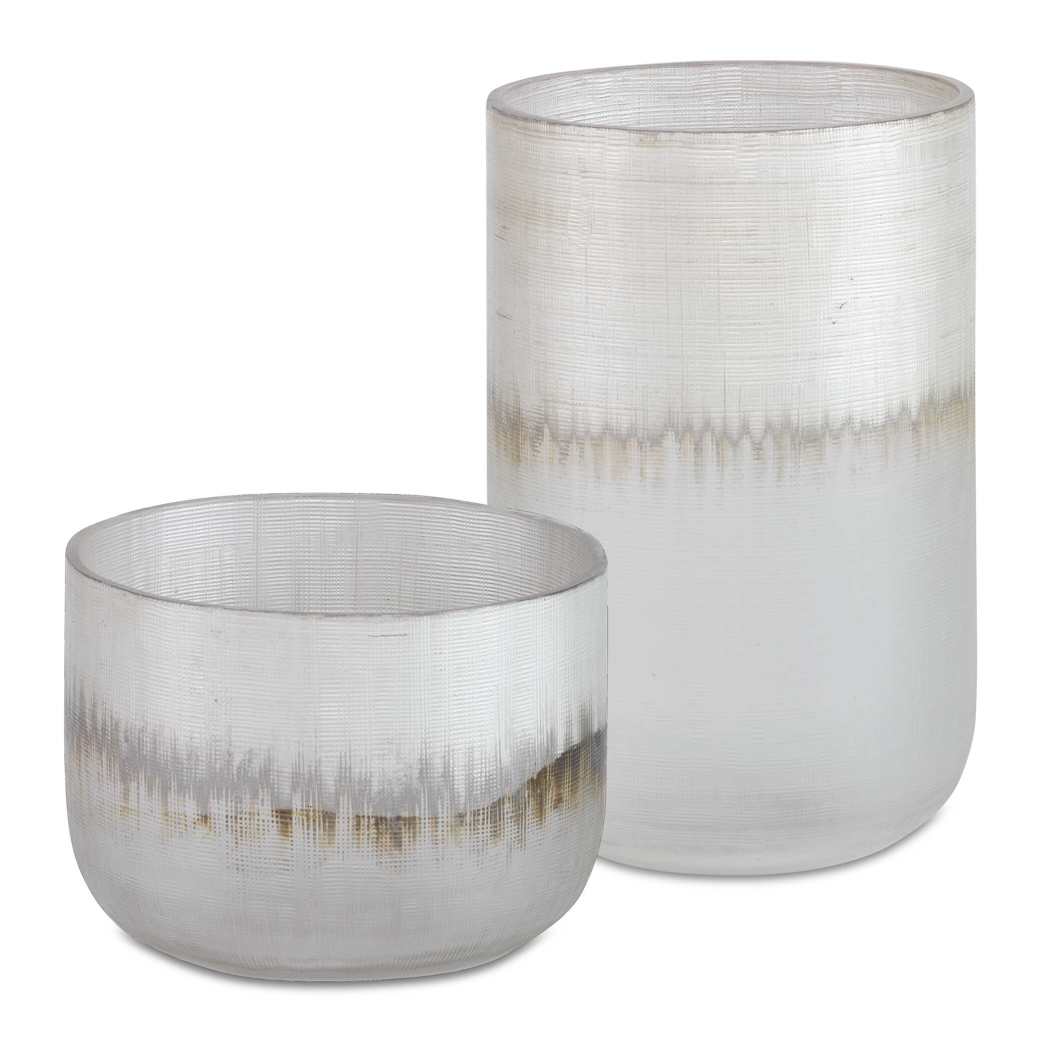 Frost Silver Drip Glass Vases Set/2