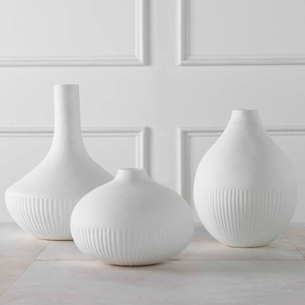 Apothecary Satin White Vases Set/3