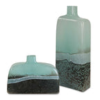 Fuze Aqua & Bronze Vases Set Of 2