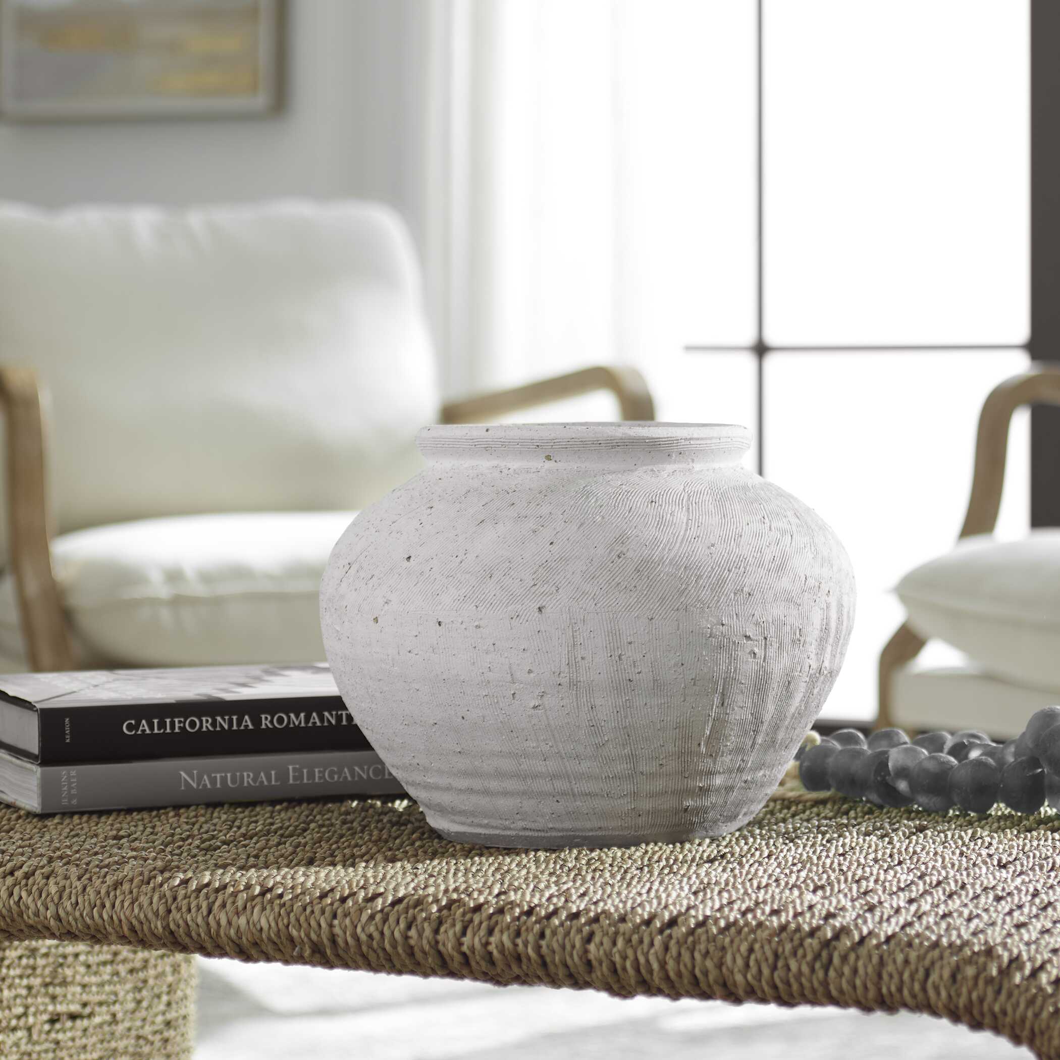 Floreana Round White Vase