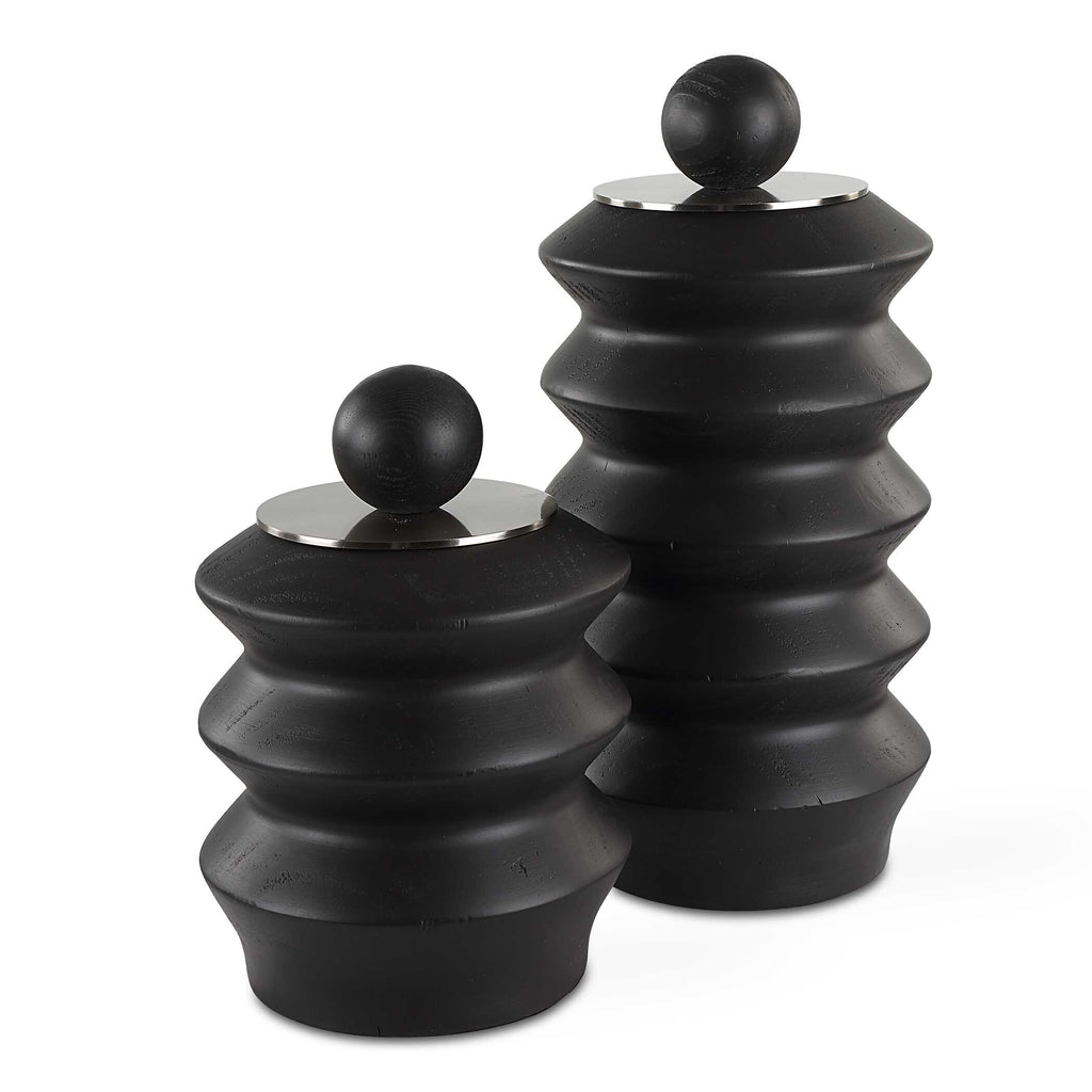 Accordion Black Wood Containers Set/2