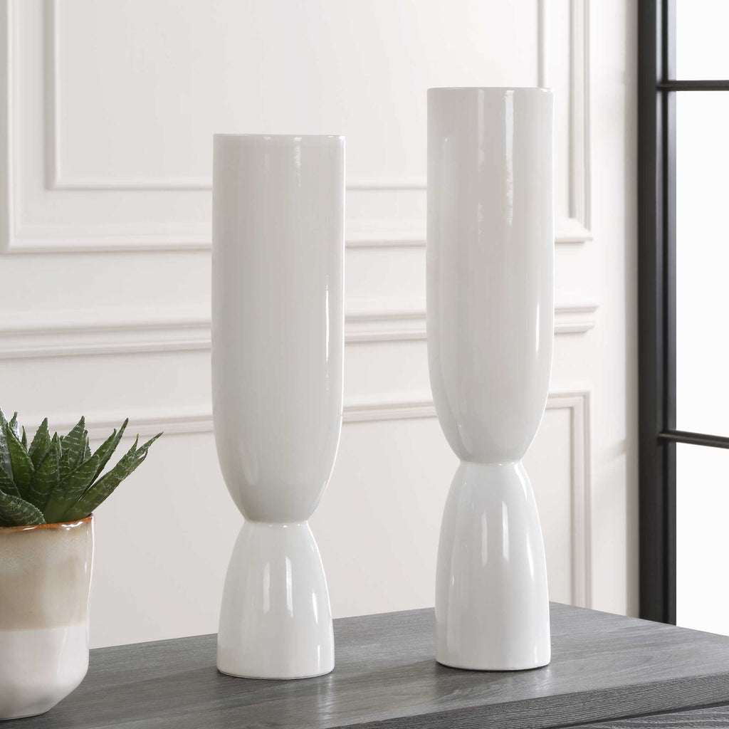 Kimist White Vases Set/2