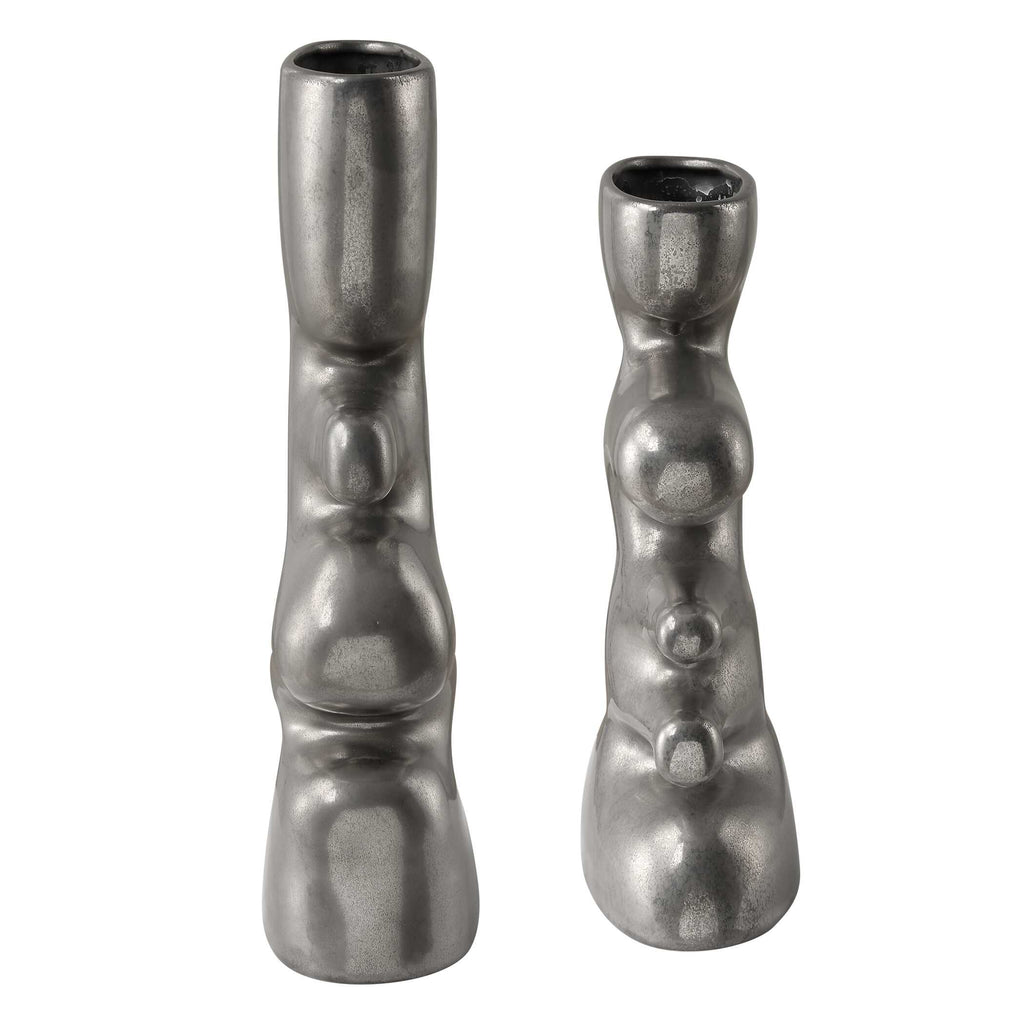 Free Flowing Nickel Vases Set/2