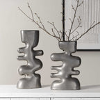 Free Flowing Nickel Vases Set/2